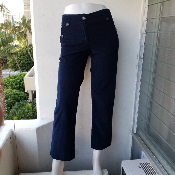 ARMANI Collezioni Preppy nautical navy corduroy pants crop bootcut flare leg 6